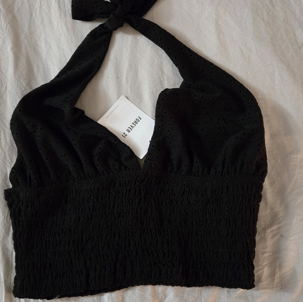 Black Halter Crop Top